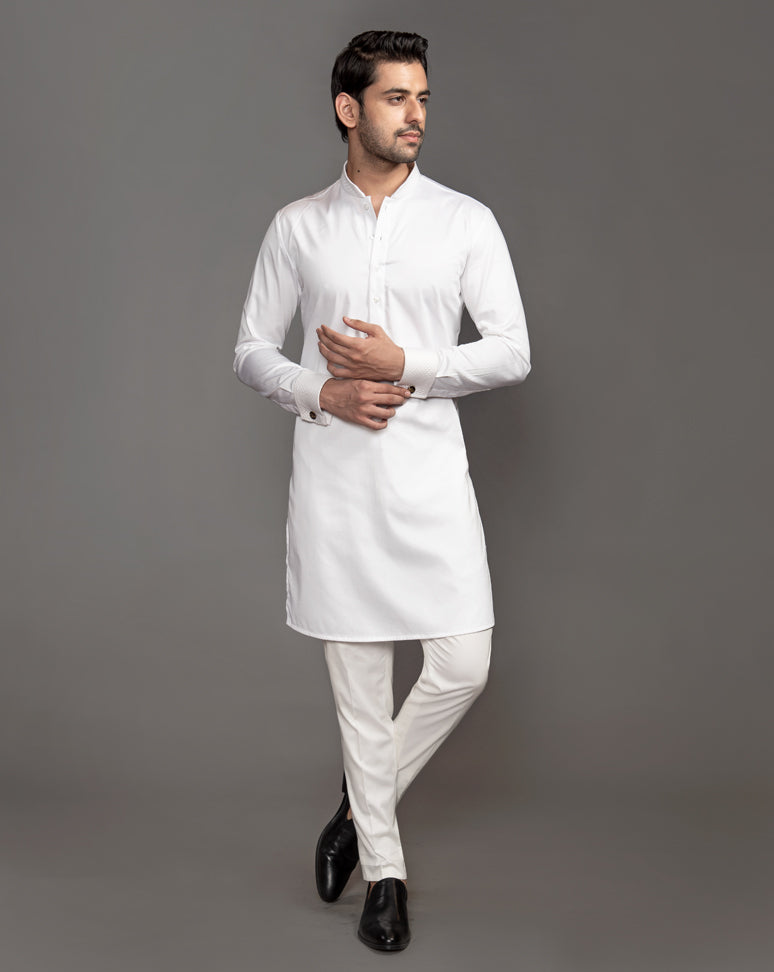 Classic White Short Kurta Set