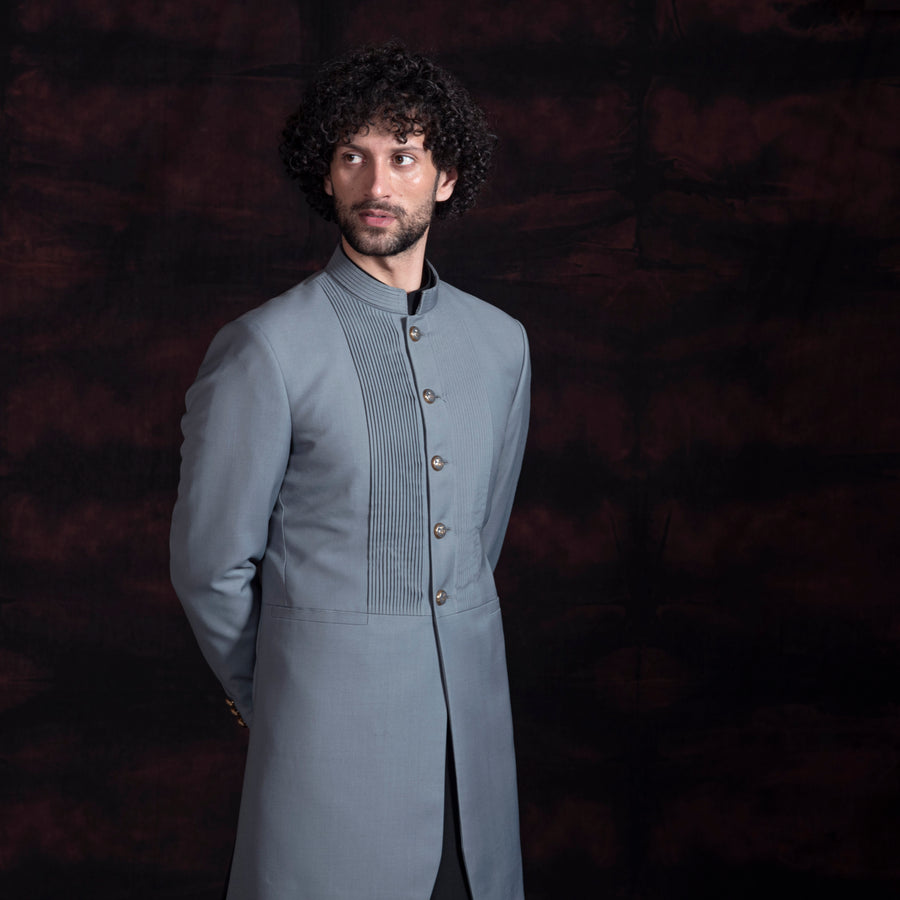 Grey Designer Indo Western Set