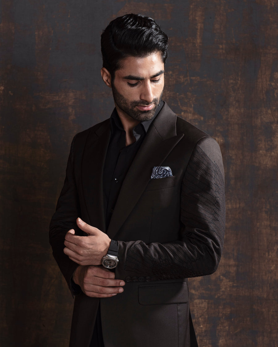 Chocolate Brown Embroidered Blazer