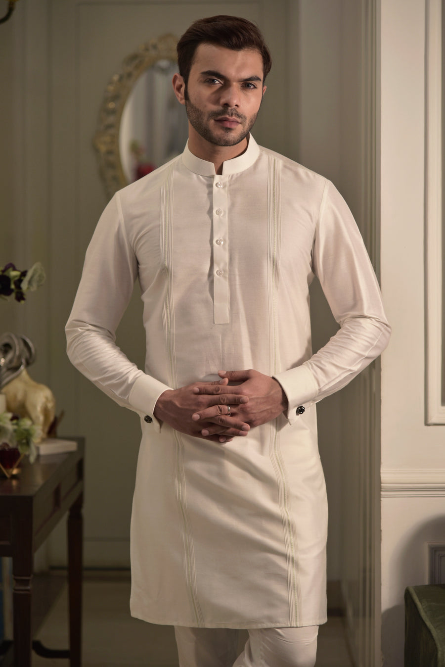 Ivory Pintuck Kurta