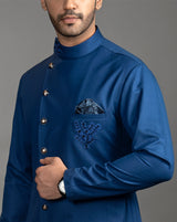 Royal Blue Sherwani Cut Kurta