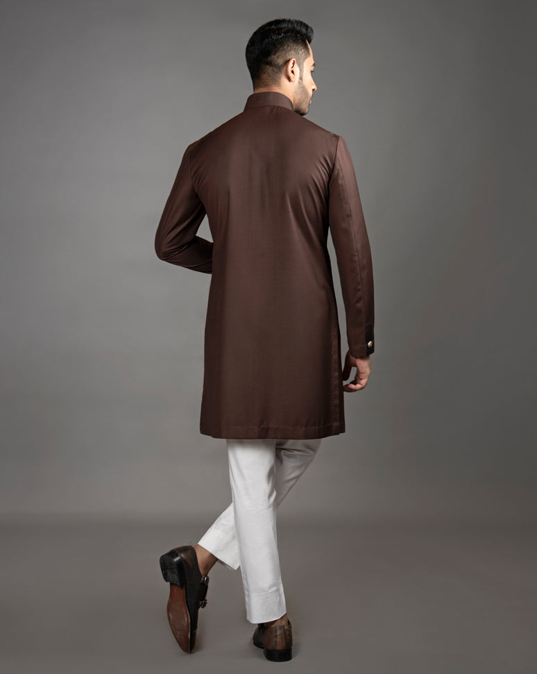 Chocolate Brown Sherwani Cut Kurta