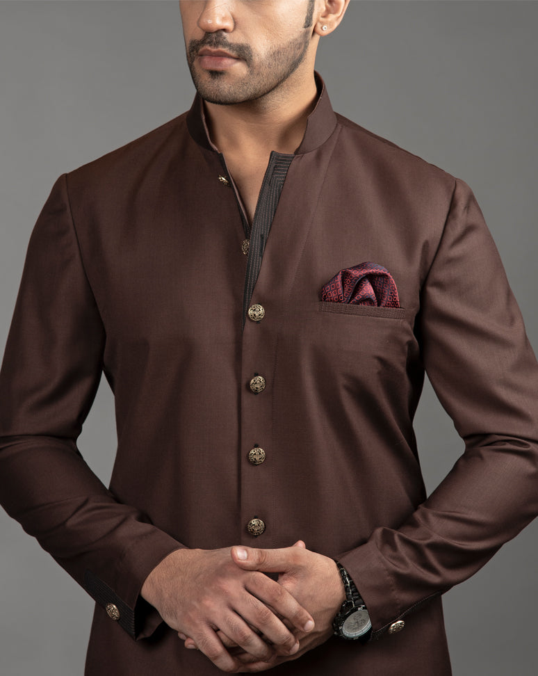 Chocolate Brown Sherwani Cut Kurta